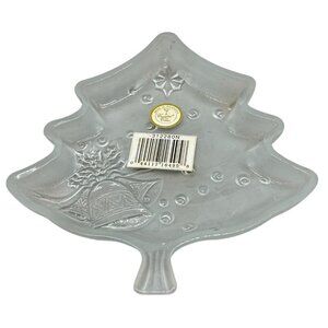 Clear Glass Christmas Tree-Shaped Candy Dish With Embossed Snowflake Indonesia